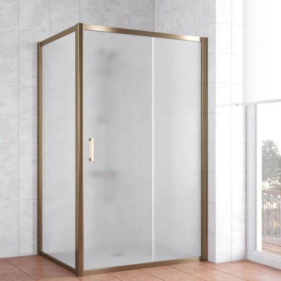Душевой уголок Vegas Glass ZP+ZPV 130*90 05 10 профиль бронза, стекло сатин