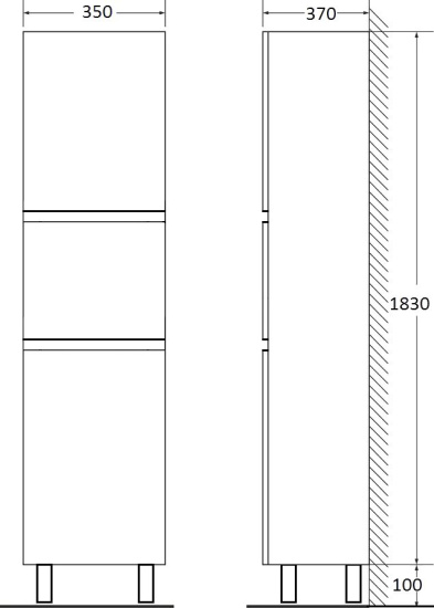 Шкаф-пенал Vod-Ok Best 35 R с бельевой корзиной, дуб крымский