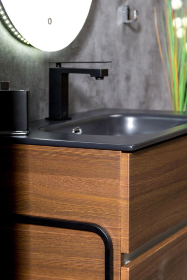 Тумба с раковиной Armadi Art Vallessi 80 темный матовый фактурный