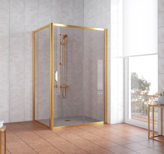 Душевой уголок Vegas Glass ZP+ZPV 140*80 09 05 профиль золото, стекло бронза