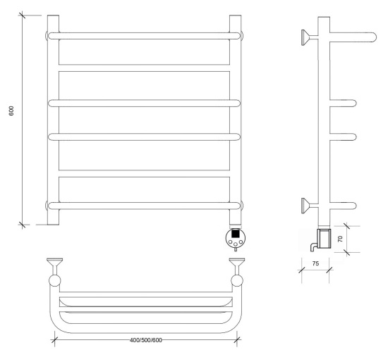 Полотенцесушитель электрический Secado Верона 2 60/60 R, хром