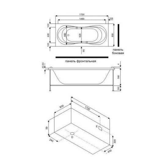 Акриловая ванна Bas Ахин 170 см