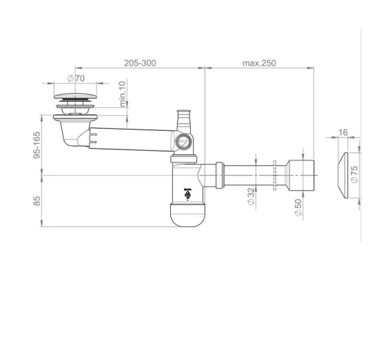 Сифон для раковины Prevex Preloc PR3-C4N35-001