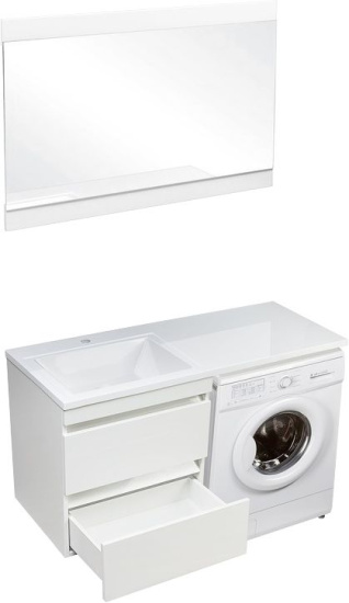 Тумба с раковиной Style Line Даллас 120 L Люкс Plus подвесная, белая