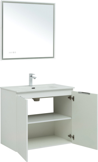 Мебель для ванной Aquanet Алвита new 80 подвесная, белая матовая, с дверками