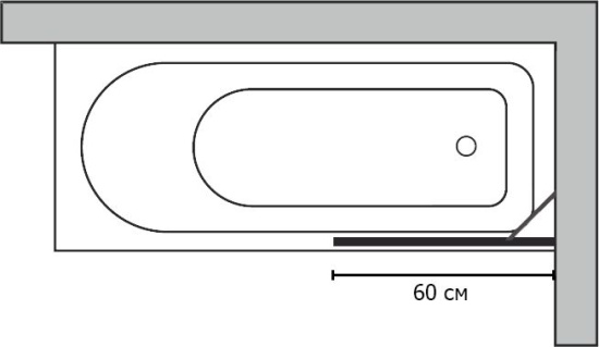 Шторка на ванну GuteWetter Trend Pearl GV-861A правая 60 см стекло бесцветное, фурнитура хром