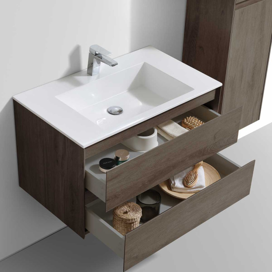 Мебель для ванной Vincea Luka 80 2 ящика, темный дуб