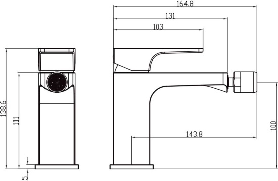 Смеситель для биде Villeroy & Boch Architectura Square TVB12500100061