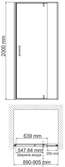 Душевая дверь в нишу Wasserkraft Neime 19P04