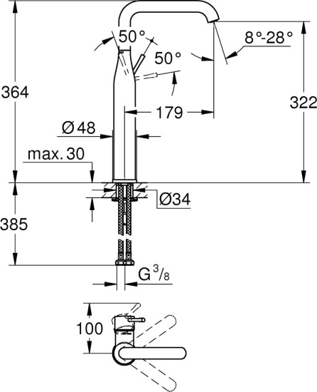 Смеситель для раковины Grohe Essence New 32901GL1 холодный рассвет