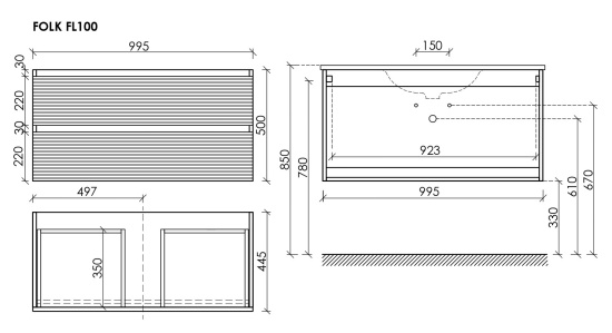 Тумба с раковиной Sancos Folk 100 Grey soft
