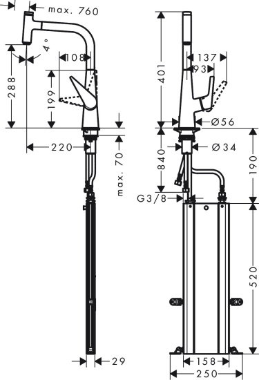 Смеситель для кухни Hansgrohe Talis Select M51 73853800 сталь
