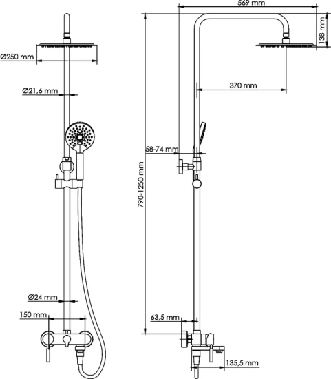 Душевая стойка Wasserkraft A14201 никель
