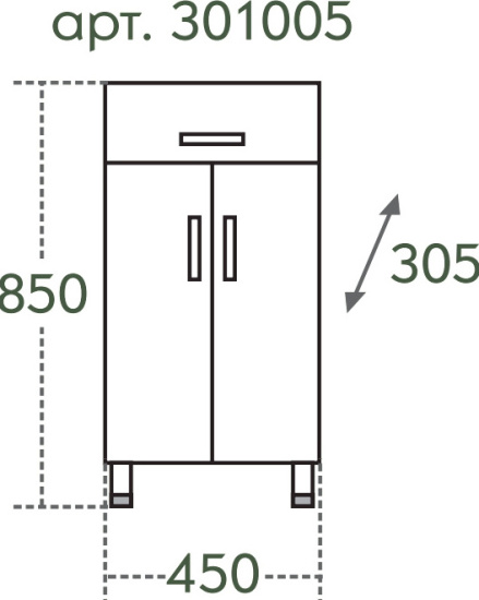 Тумба СанТа TH 45 2 двери, 1 ящик