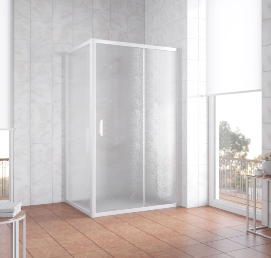 Душевой уголок Vegas Glass ZP+ZPV 130*70 01 02 профиль белый, стекло шиншилла