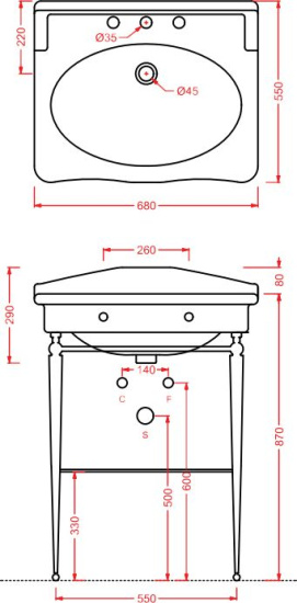 Консоль ArtCeram Hermitage HEA015 71