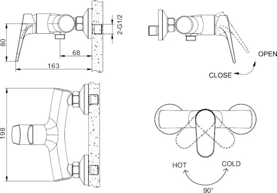 Смеситель для душа Bravat Eler F9191238BM-01-RUS черный
