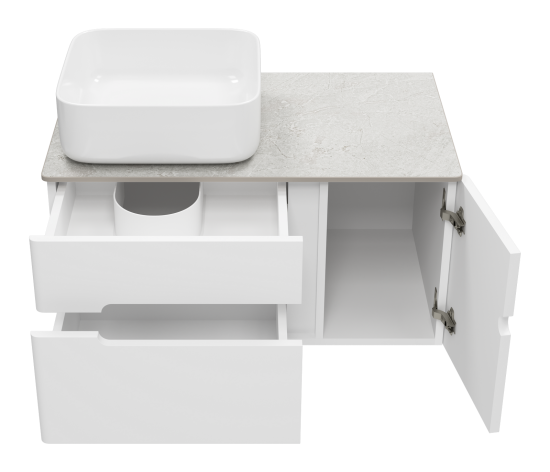 Тумба под раковиной Misty Роял 80 белая подвесная, со столешницей