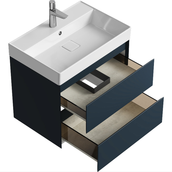 Тумба с раковиной Aqwella 5 stars Geometria 65 подвесная, 2 ящика, серая