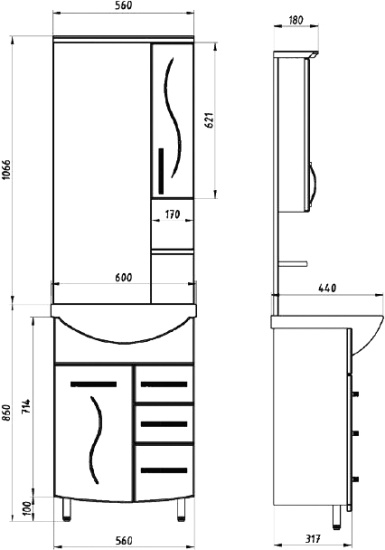 Мебель для ванной ASB-Mebel Грета 60 напольная