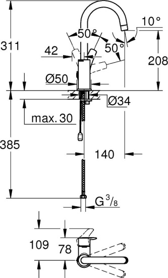 Смеситель для раковины Grohe Eurosmart 23743003
