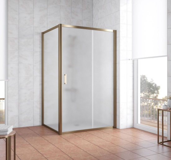 Душевой уголок Vegas Glass ZP+ZPV 130*90 05 10 профиль бронза, стекло сатин