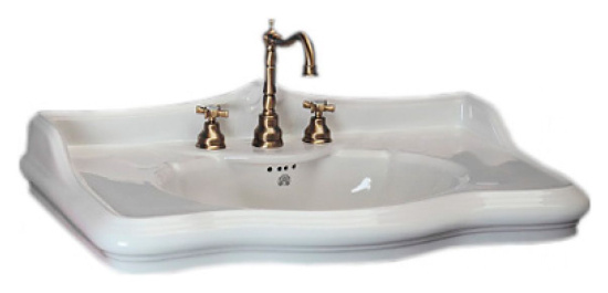 Тумба с раковиной Bellezza Виктория 100 белая патина золото