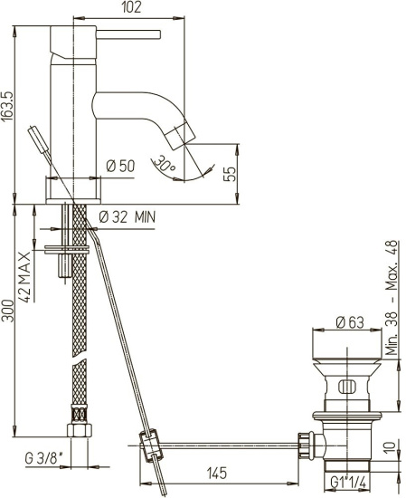 Смеситель для раковины Paini Cox 78PZ211