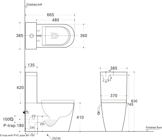 Чаша для унитаза-компакта Aquanet Atago-C1