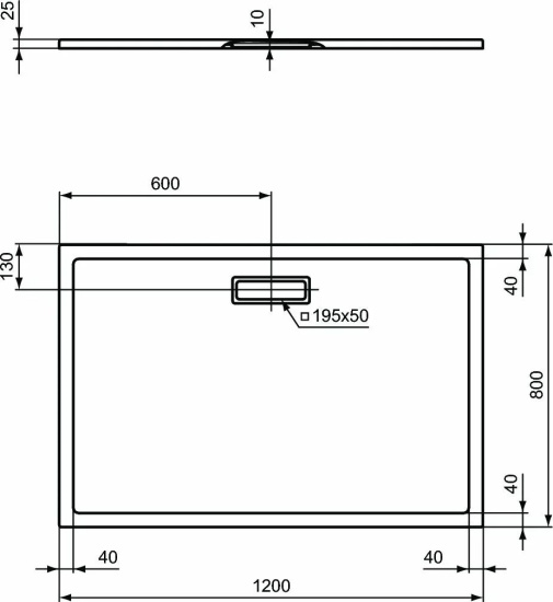 Поддон для душа Ideal Standard Ultra Flat New 120x80 прямоугольный с сифоном