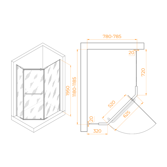 Душевой уголок RGW Passage PA-091B 120х80 профиль черный, стекло прозрачное