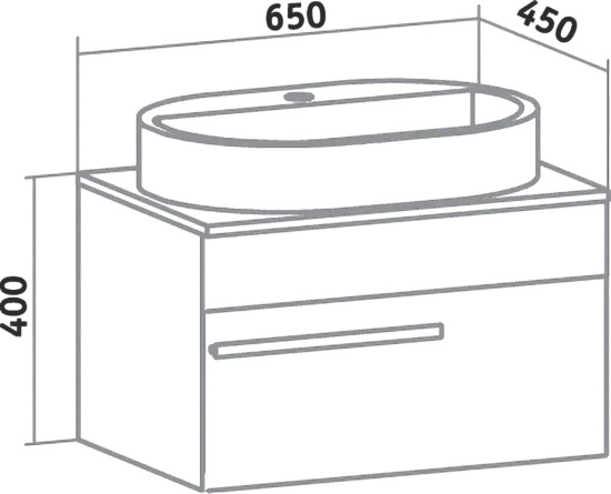 Мебель для ванной Runo Вудлайн 65, скандинавский дуб, раковина Caspia 60 Oval