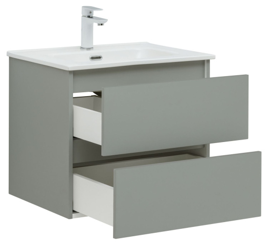 Тумба с раковиной Aquanet Вега 2.0 60 2 ящика, мисти грин, раковина Flat