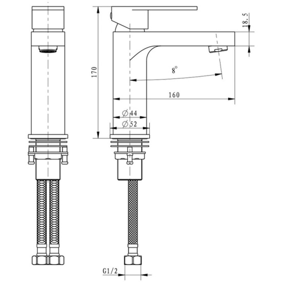 Смеситель для раковины Hansberge H1044C, хром