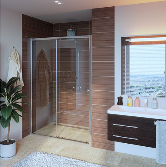 Душевая дверь в нишу GuteWetter Guwer GK-662D 130 см стекло бесцветное, профиль хром