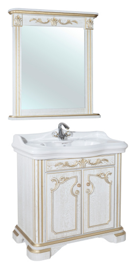 Тумба с раковиной Bellezza Виктория 100 белая патина золото