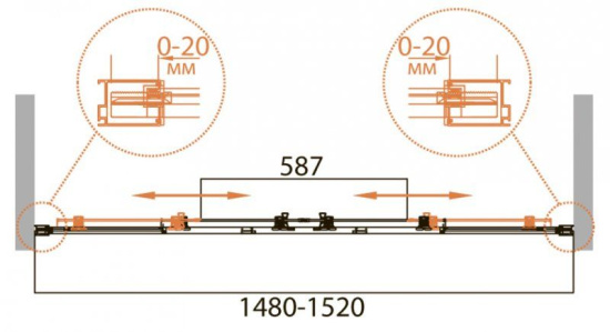 Душевая шторка на ванну Cezares Relax-VF-2-170/145-C-Bi