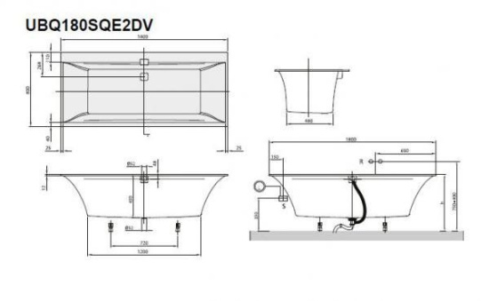 Квариловая ванна Villeroy & Boch Squaro Edge 12 UBQ180SQE2DV-01