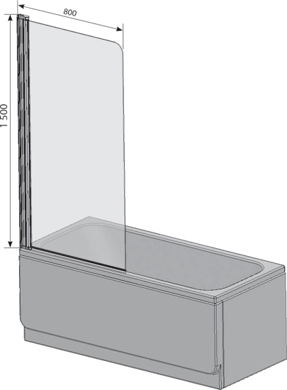 Шторка на ванну Ravak CVS1-80 L Transparent, профиль блестящий