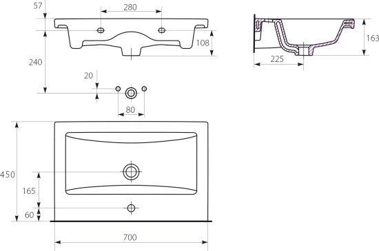Мебель для ванной Velvex Klaufs 70.1Y белая, подвесная