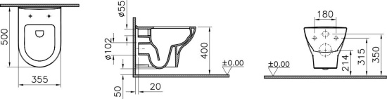 Чаша для унитаза подвесного VitrA Zentrum 55795B003-0075