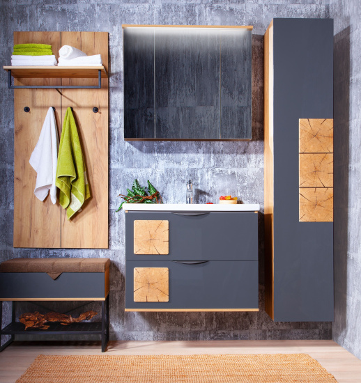 Зеркало-шкаф Бриклаер Фостер 80 дуб золотой, с подсветкой