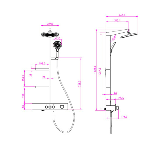 Душевая стойка AQUAme AQM8005B с термостатом
