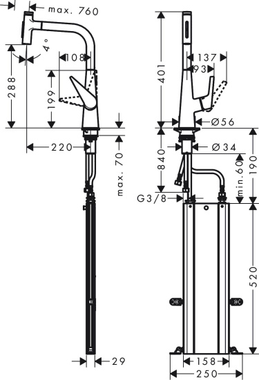 Смеситель для кухни Hansgrohe Talis Select M51 73867000 хром