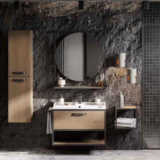 Тумба с раковиной Aquaton Лофт Фабрик 80 дуб кантри