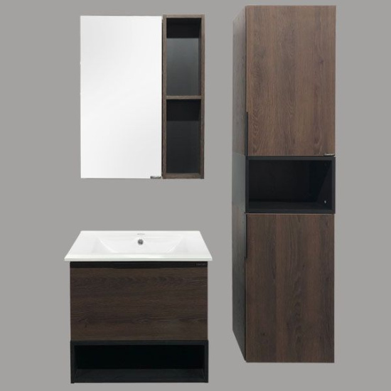 Зеркало-шкаф Comforty Франкфурт 60, дуб шоколадно-коричневый
