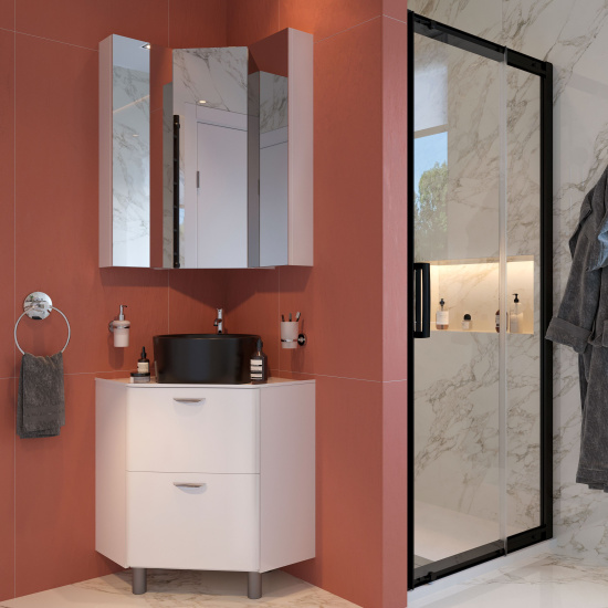 Тумба с раковиной Stworki Лунд 60 белая, Rotenburg 40 черная