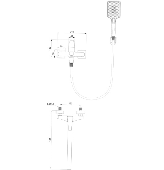 Смеситель для ванны Wonzon & Woghand Flex WW-639906-MB