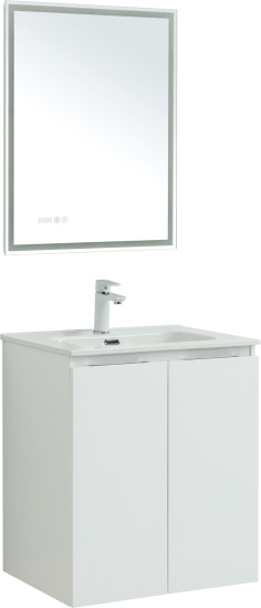 Тумба с раковиной Aquanet Алвита new 60 подвесная, белая матовая, с дверками