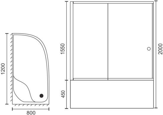 Душевой уголок Royal Bath BK RB8120BK-C-BL-L 120x80 с поддоном